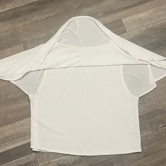 Zara Classic White Top USA M Blouse Feminine flowy Office Casual Classy modest - Picture 7 of 8